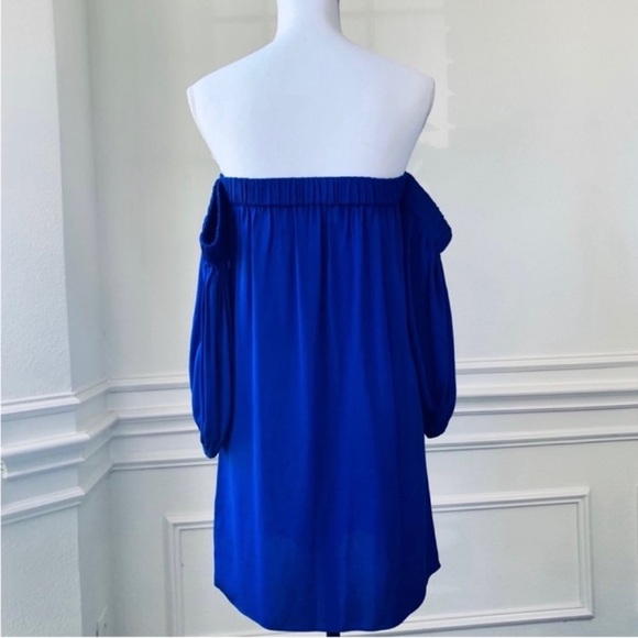 Sold ! Milly cobalt blue off the shoulder silk dress - Picture 6 of 7